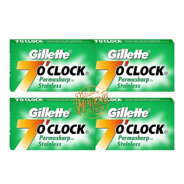Cuchilla de Afeitar Doble Filo GILLETTE 7 O´CLOCK PERMASHARP 40 Unidades