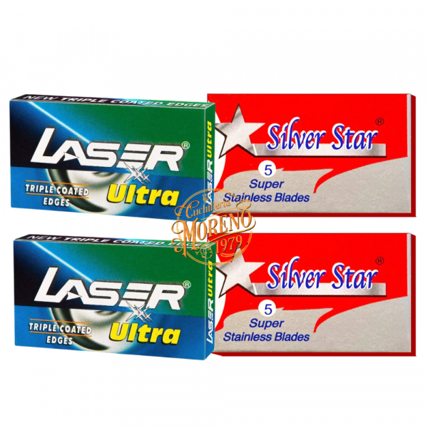 Pack Cuchillas Afeitar doble Filo LASER ULTRA-SILVER STAR 20 Unidades