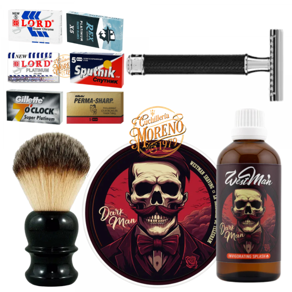 Pack Afeitado Clásico ARTESANAL Pieles Sensibles WESTMAN DARK MAN